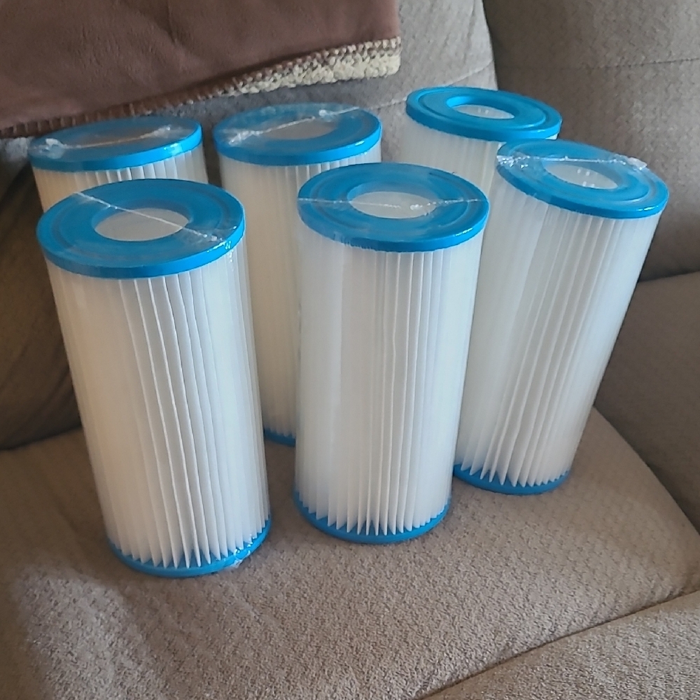 Blue and White Pool Filter Cartridges